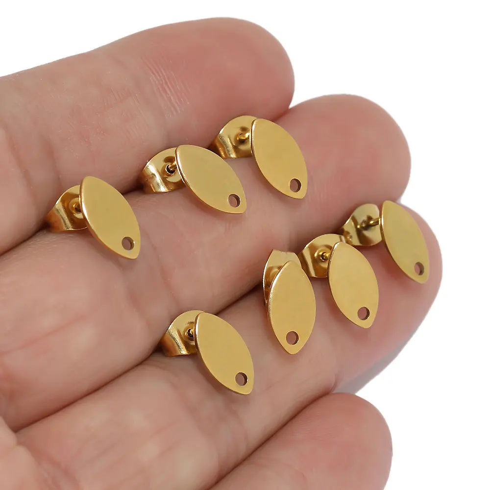 

10pcs Handmade Stainless Steel Earrings Connectors Ellipse Stud Earrings Base Earrings Settings for Diy Jewelry Making Fidnings
