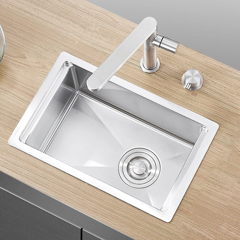 Mini Single Hidden Cover Sink Small Size Bar Counter Island Handmade 304 Stainless Steel Sinks 2