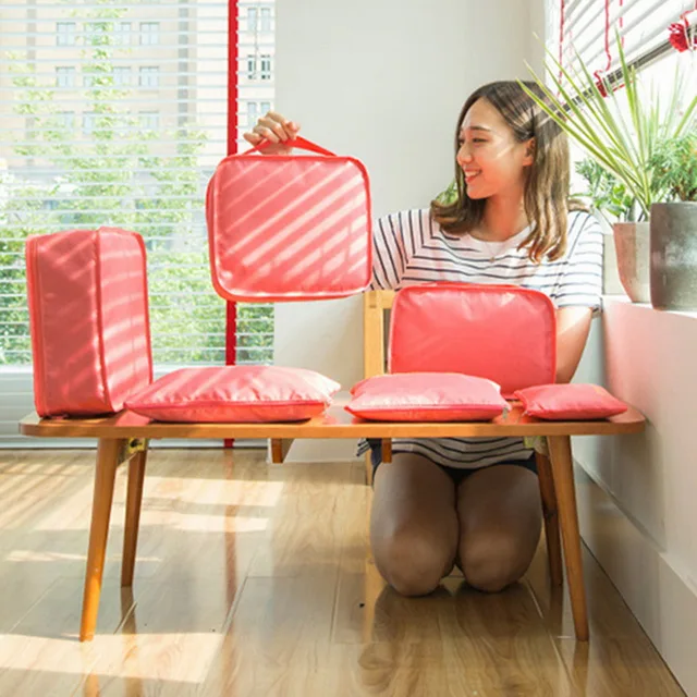 6Db/Beállított Utazási Tároló Táska Ruhákhoz Rendezett Szervező Szekrény Bőrönd Tasak Tok Cipő Csomagoló Kocka - Image 5