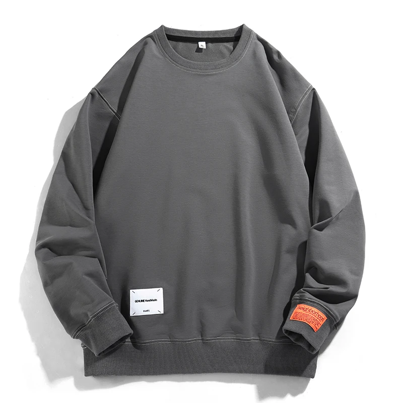 New Spring and Autumn plus Size Men's Cotton Zipper round Neck Loose Pullover Trendy Cotton Sweater