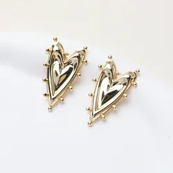 6PCS 14K Gold Plated Heart Pendant Jewelry Making Supplies (Gold)