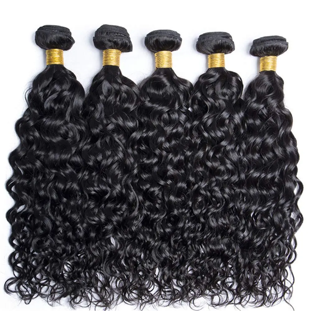 

Peruvian 10A Water Wave Bundles Unprocessed Curly Human Hair Bundles Weave Remy Water Wave Hair Extensions No Tangle 12-30