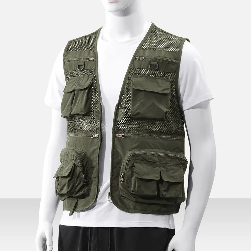 Zip Black Vest Men's Winter Coat Male Golf Clothes Cooling Long Sleeve Safety Sleeveless Parka Man Work Gilet Pockets Husband