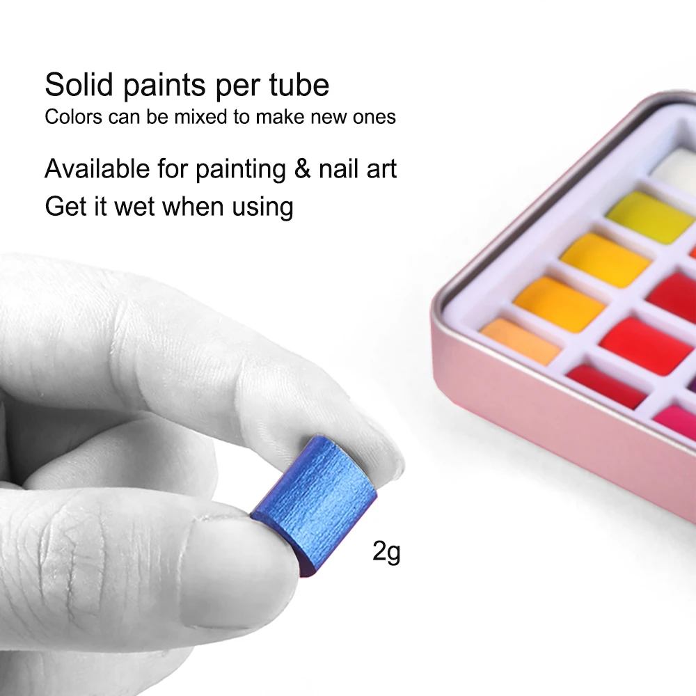 Ginflash 48/24colors Color Artistical Color Half Pan Pigment Paint Artist Painting Watercolors Set With Paint Brush