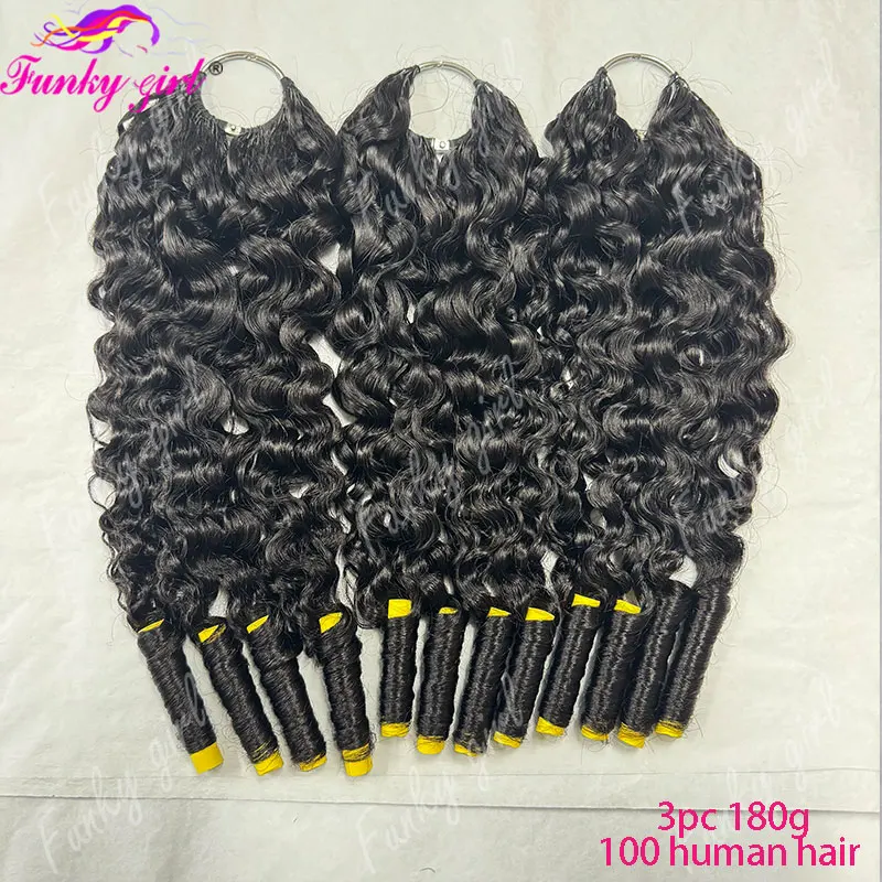 12A Feather Crochet 100% Human Hair Burmese Curly Human Crochet Hair For Women 300g Pre-Separated Feather Crochet Hair Bundles 2