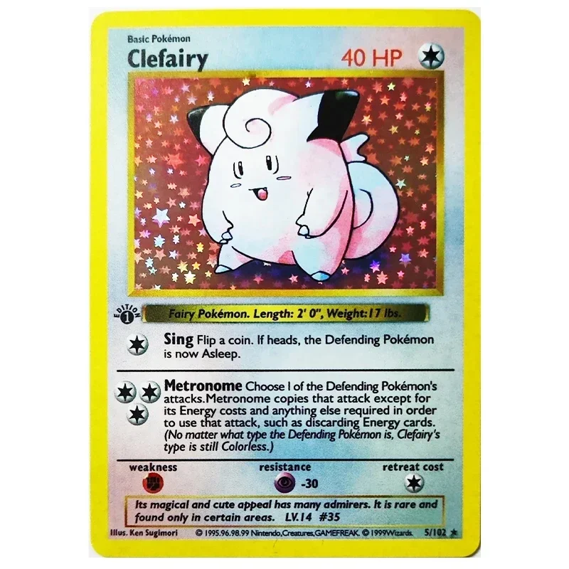10Pcs/set Diy PTCG 1st Edition Charizard Venusaur English Flash Card Clefairy Gyarados Classic Game Anime Collection Card Toy