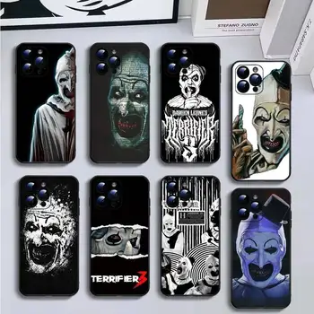 Coque de téléphone Terrifier film d’horreur pour iPhone16,15,14,13,12,11 Plus,Pro Max,XS,X,XR,SE,Mini,8,7, couverture noire souple