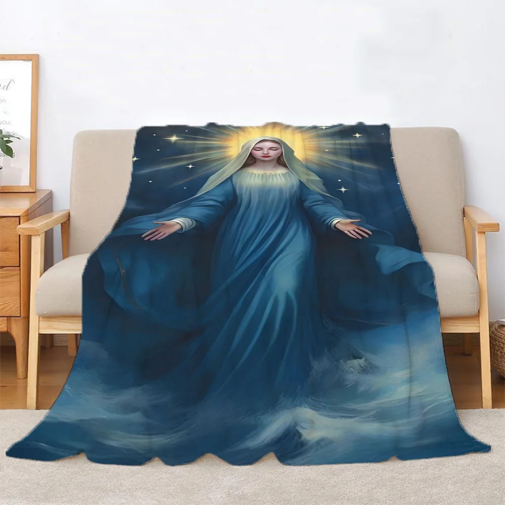 

Virgin Mary Designer Throw Blanket Fluffy Decorative Blankets & Throws Furry Sofa Knee Soft Nap King Size Bed Custom Hairy Large