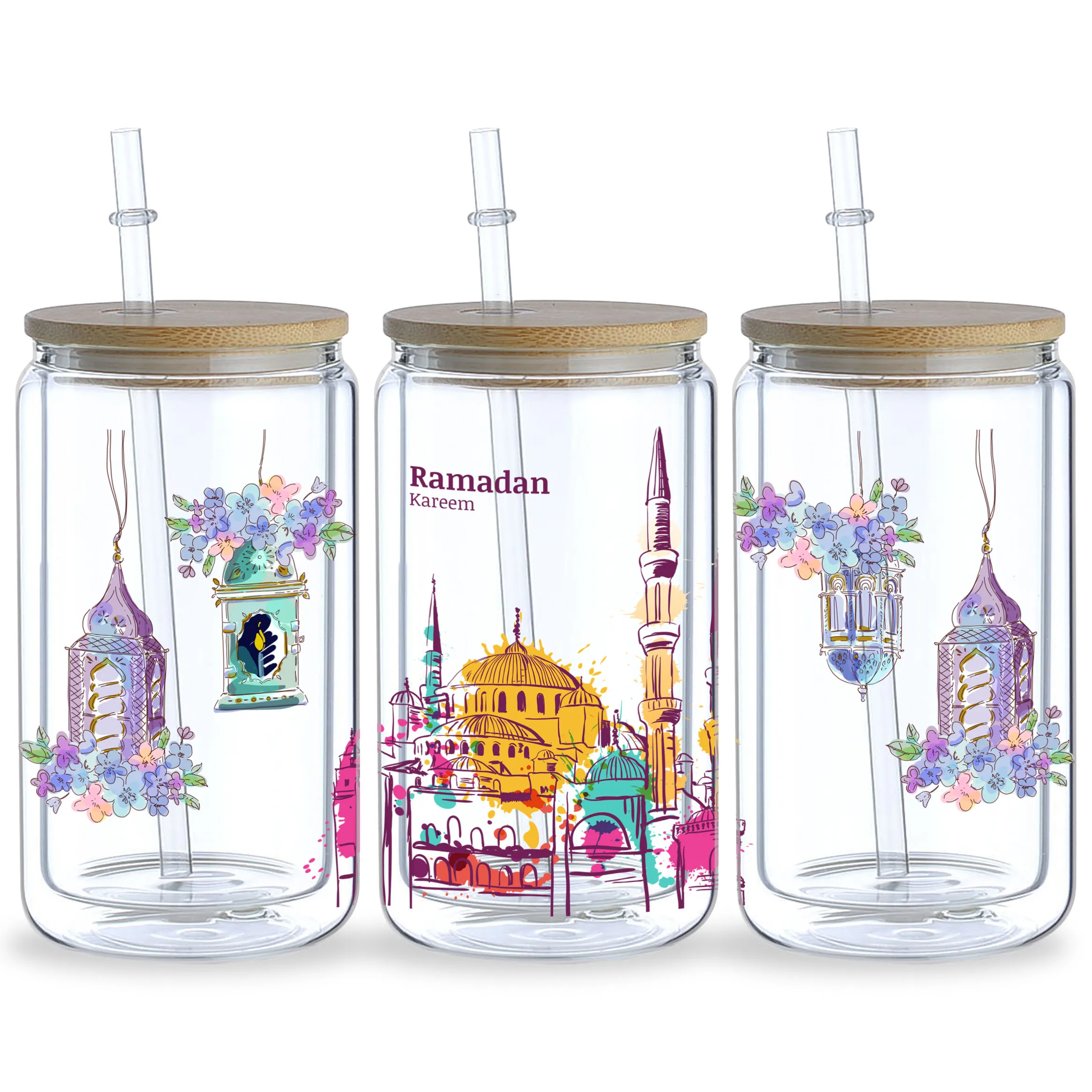 5 Sheets Islamic Ramadan UV DTF Cup Wrap Sport DTF Transfer Stickers for Glass Cup Waterproof Ramadan Rub on Transfers Cup Wraps Uv Dtf Wrap Transfer