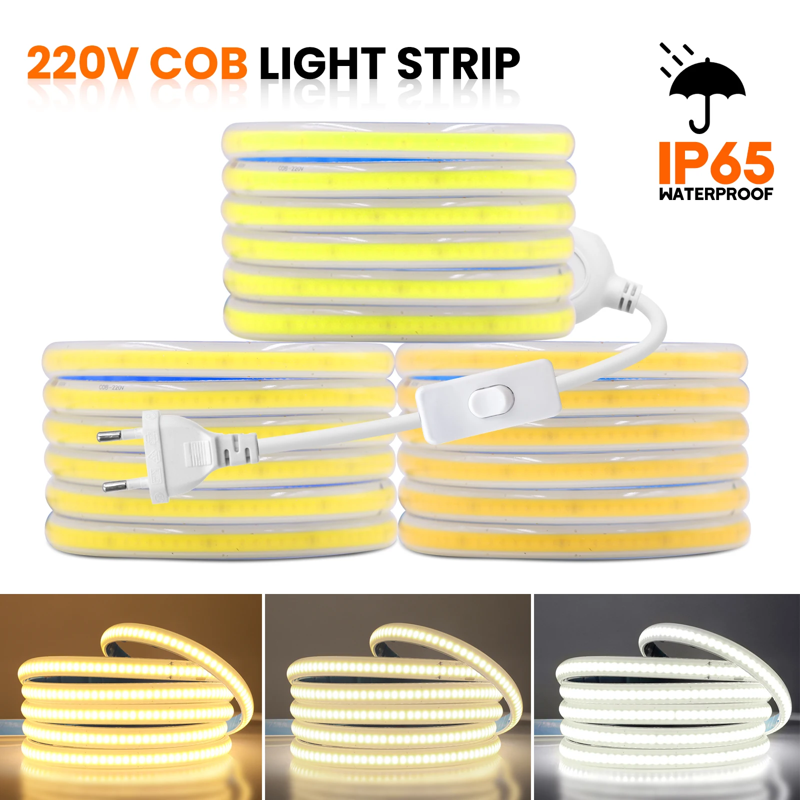 

AC 220V 230V Neon Light EU UK Plug 288Leds/M Flexible Ribbon Stripe IP65 Waterproof Self Adhesive Tape Hose Strip Chain Light