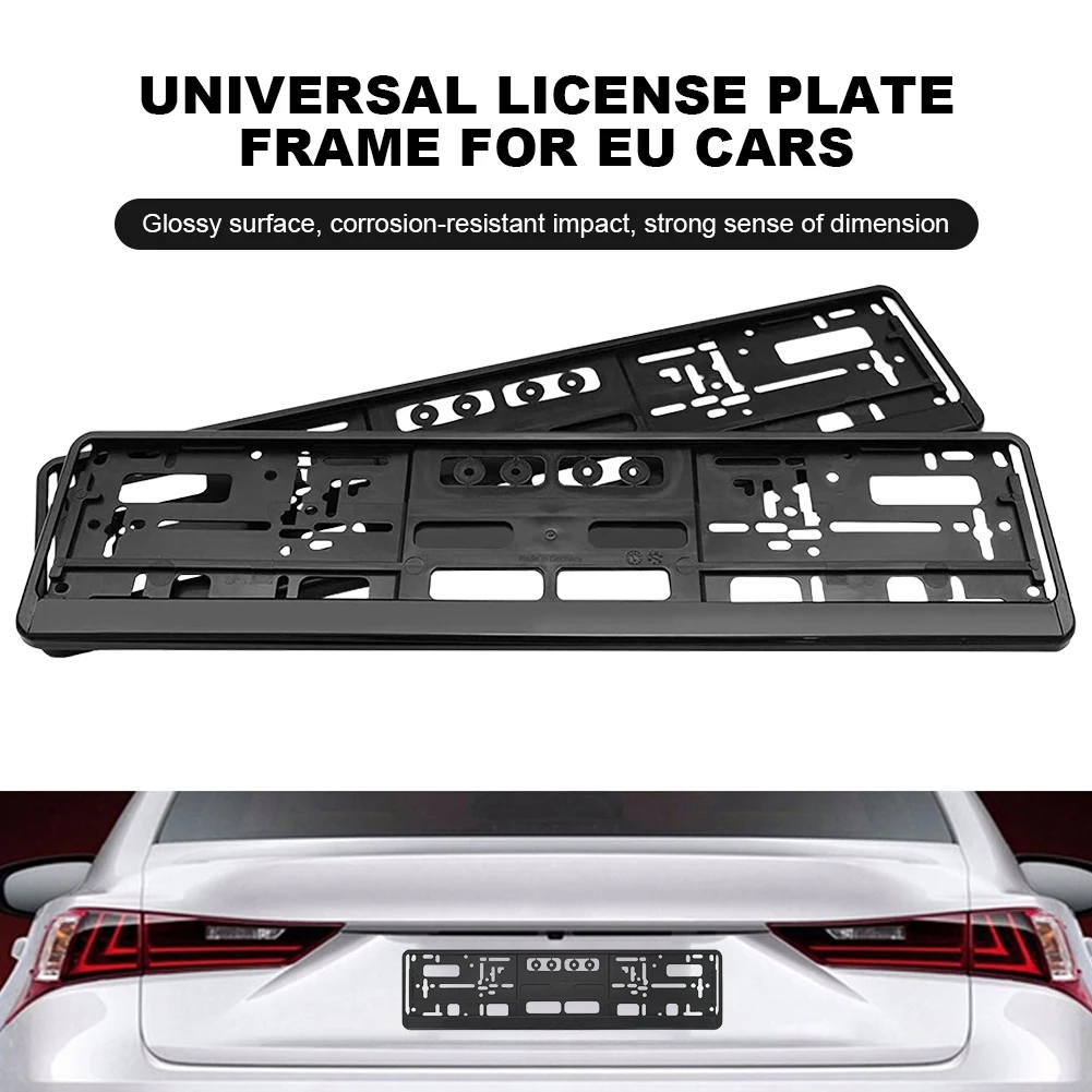 2pcs EU Standard License Plate Holder Bracket Frame Anti-corrosion Waterproof Durable Car Auto Accessory Mount License Plate