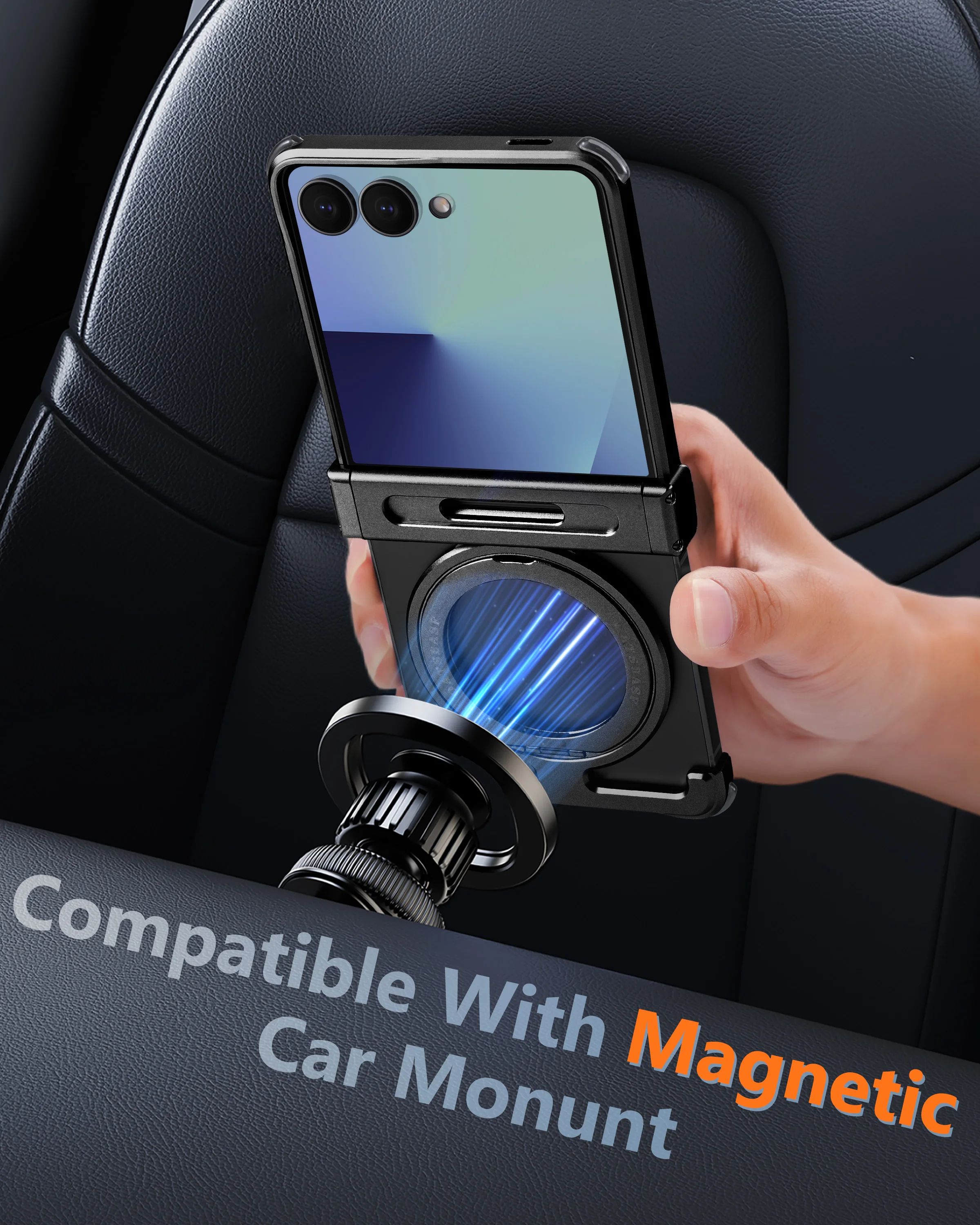 Eary Aluminum Metal Case for Samsung Galaxy Z Flip 7 with 360°Rotate Magnetic Ring Stand Ultra-Thin Slim Shells Shockproof Cover