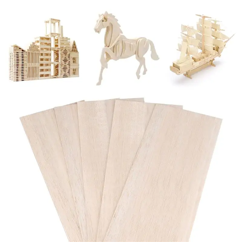 1/1.5/2/3mm 5PCS 경량 공예 보드 모델 장난감 건물 조각 수공예품 교육 DIY 액세서리 DIY 발사 나무 칩