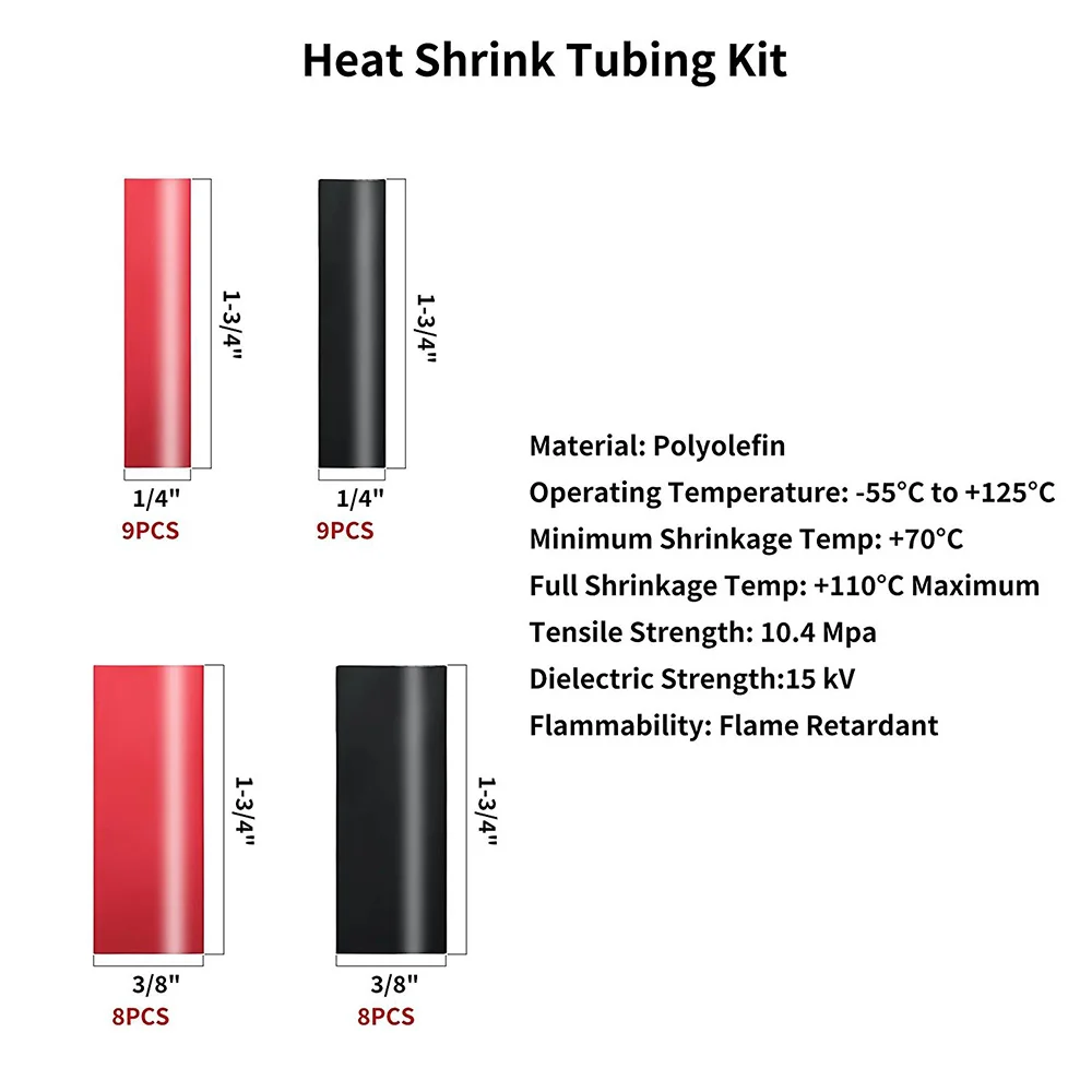 Copper Terminal Connectors AWG 4 6 8 10 12 Ring Lug Kit Shrink Tubing 50 Battery Cable Lugs 50 Shrink Tubing 100pcs