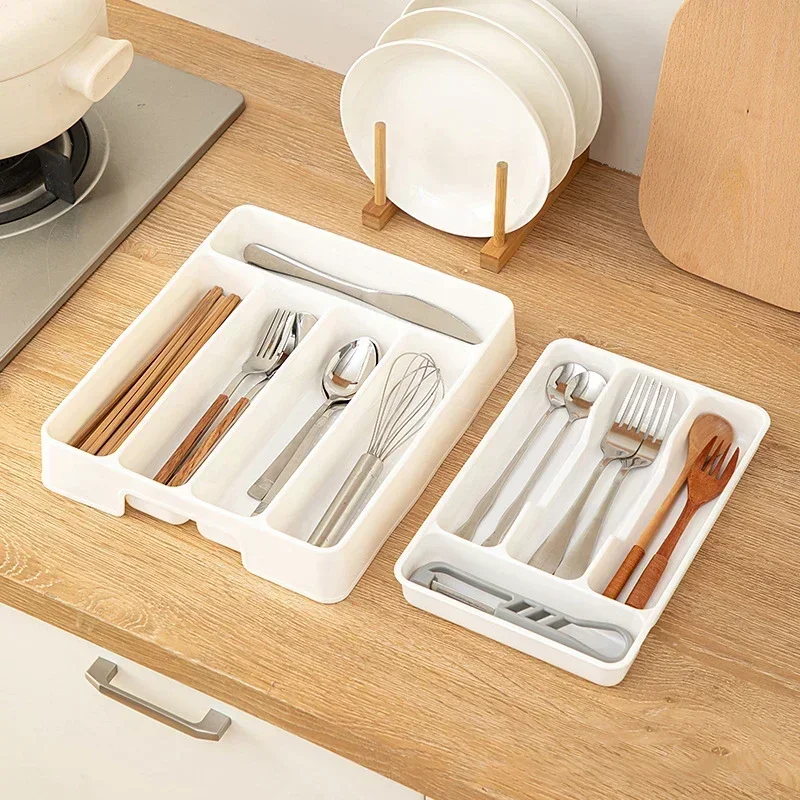 4/5 Easy Clean Compartments Cutlery Organizer Daily Drawer Divider Tray Rectangle Home Kitchen
