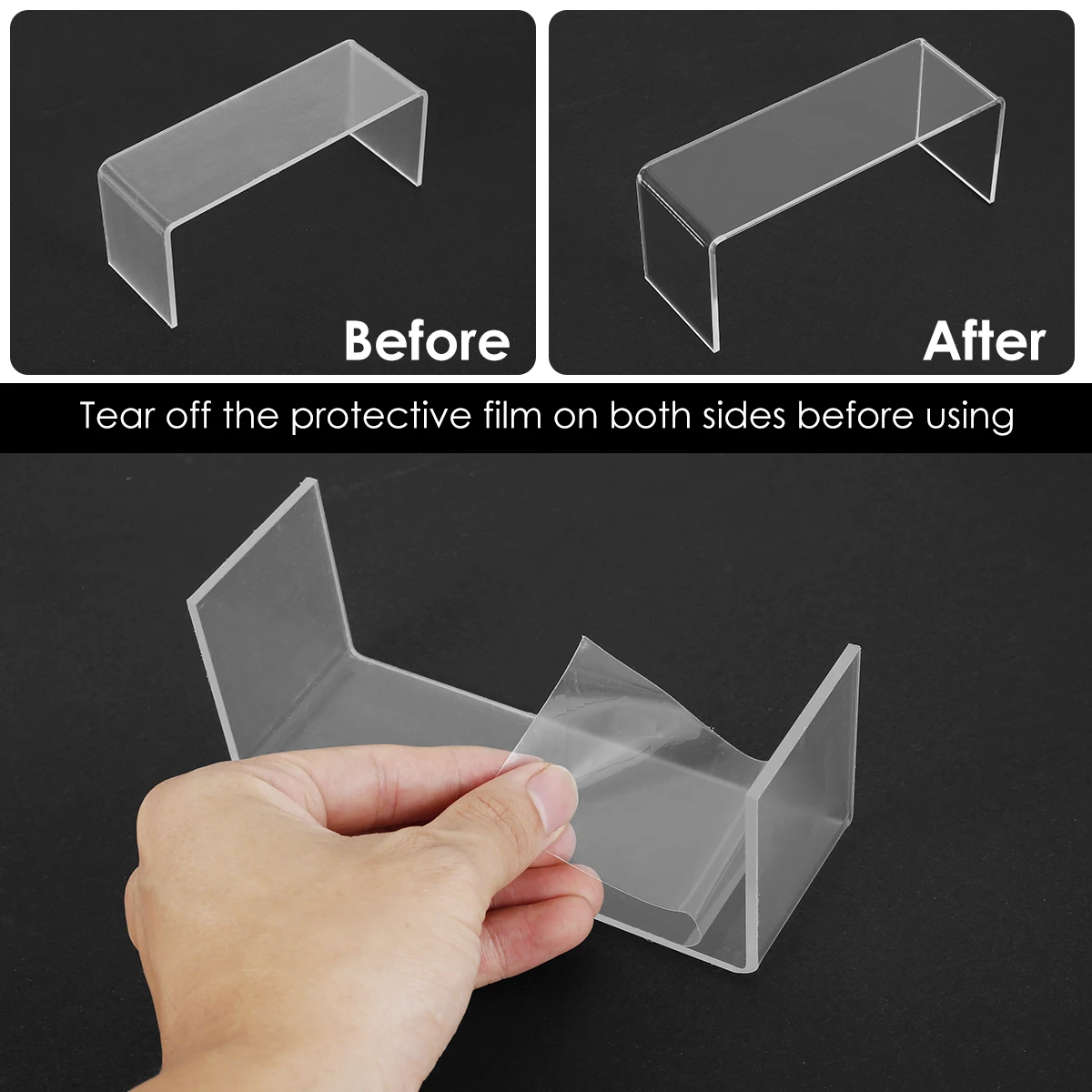 Straight Acrylic Safety Shelf 300mm X100mm, Bathroom, Bedroom, Office, Free Trolley Token Material Sample Included Per Shipment - Glass Effect By Expression Products