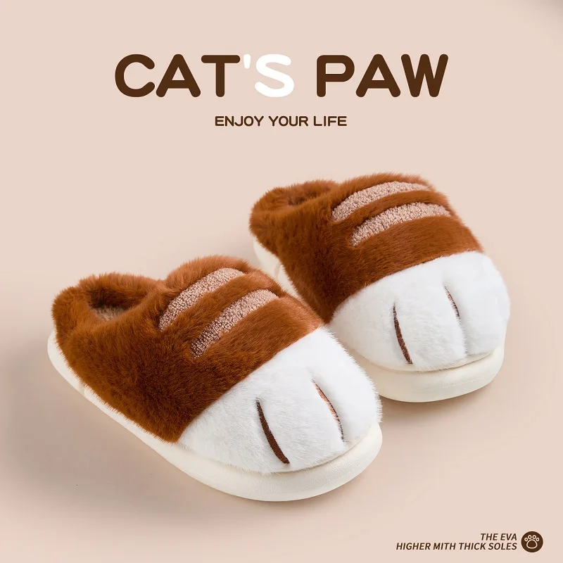 Neue Kitty Claw Furry Loafers Damen Flauschige Slip-On Mules Schuhe Gefütterte Winter Warme Plüsch Hausschuhe Unisex Katzenfuß-Schuhe – Detail 27