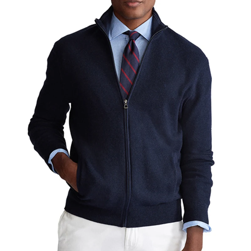 New Fashion Solid Color Sweater For Mens Cardigan Slim Fit Knitred 100%Cotton Autumn Winter Casual Men Clothes 8503 2
