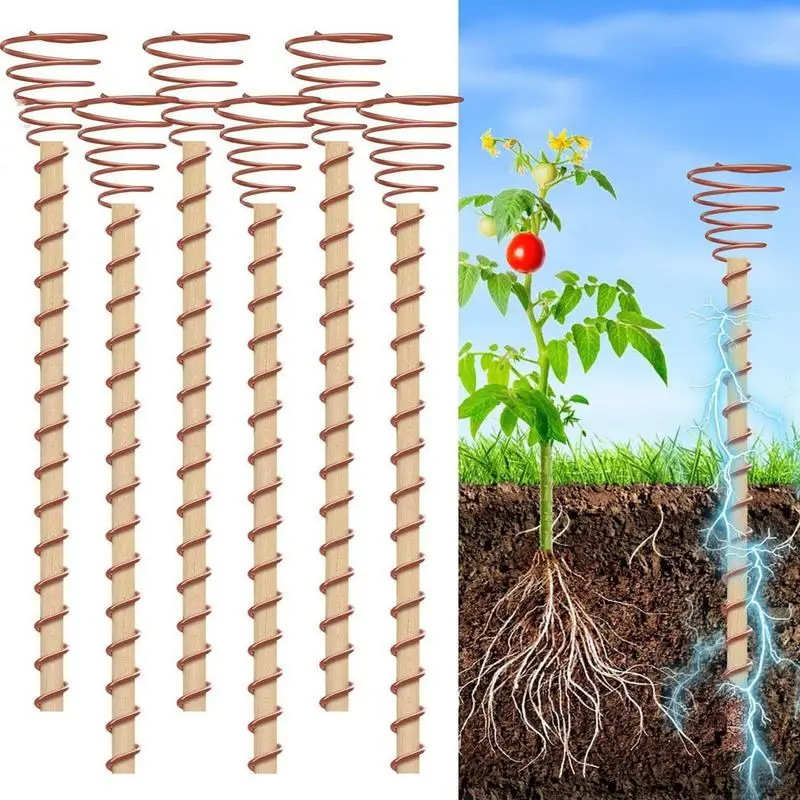 

6Pcs Electroculture Plant Stakes Garden Coppers Coils Antennas for Plant Support Growing Gardening Antenna Floral Stakes