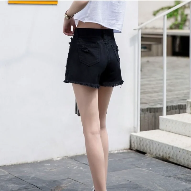 Womens Shorts Black Denim Jeans Short Pants for Women To Wear Mini Ripped Baggy Loose Outdoor Casual Low Price XL Normal Outfits