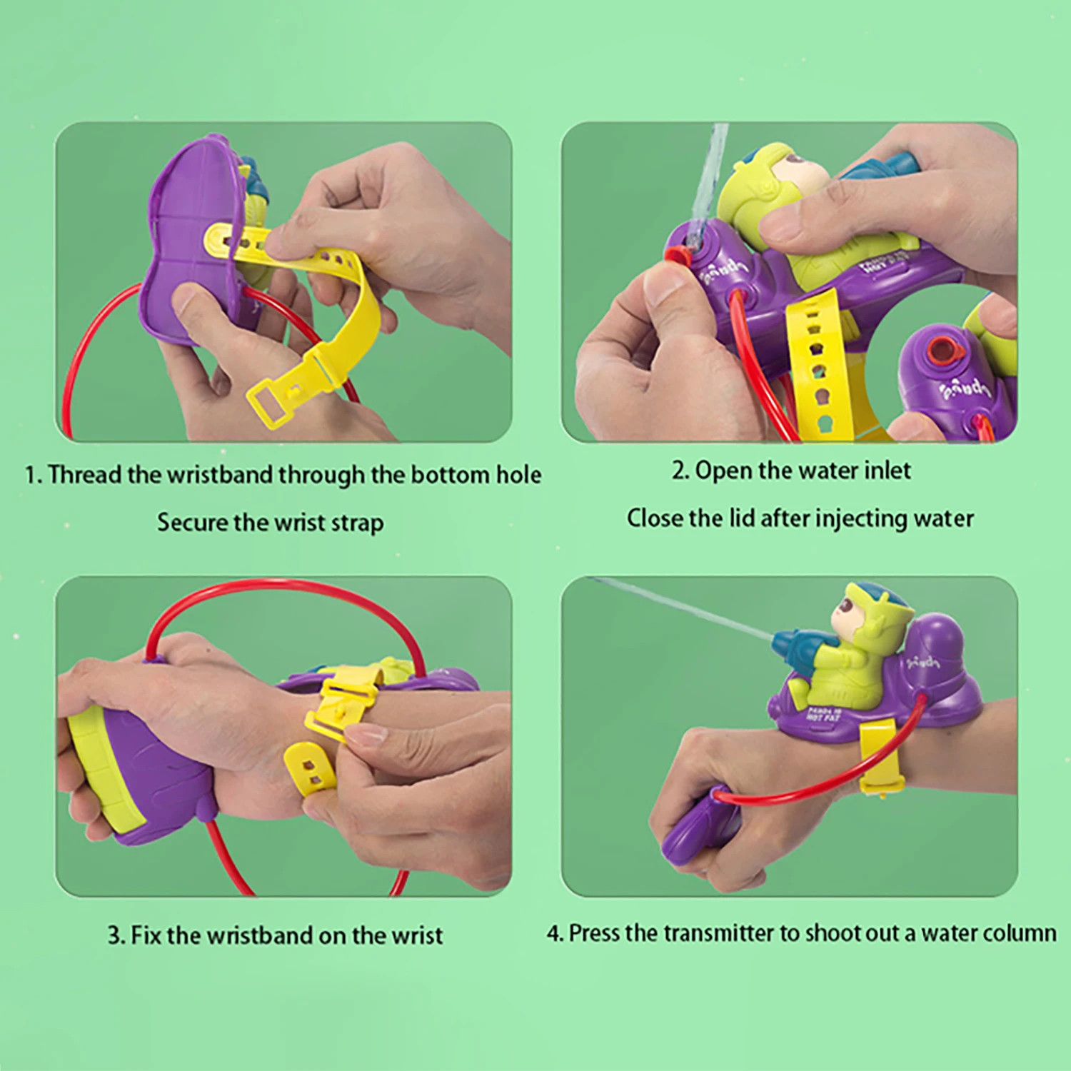 Children's wrist water gun, manual water sucking, summer water fights, outdoor interactive toys, beach swimming pool 2