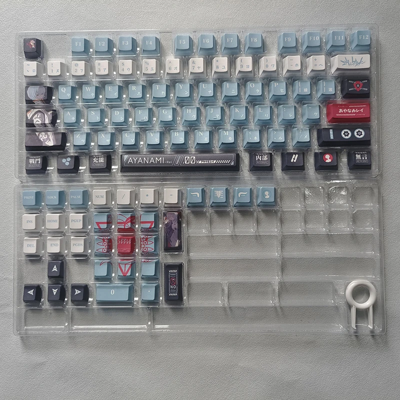Ayanami Rei Anime Key Caps Pbt Dye Subbed Perfil Cereja Keycaps Gaming para Teclado Mecânico Interruptor mx Conjunto - Imagem 3