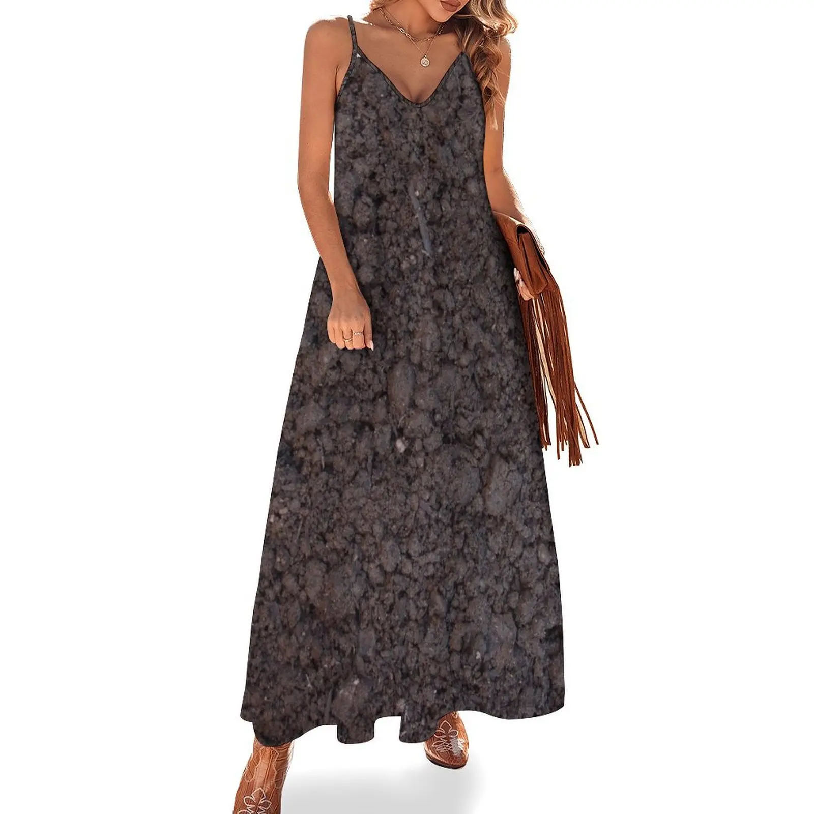 Texture # 6 Soil Sleeveless Dress Female dress women long dresses