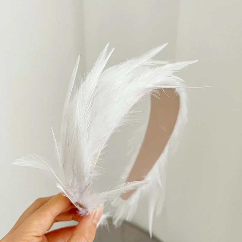 Vintage Fascinator Headband Exquisite Feathers for Tea Party Wedding Costume Hair Hoop Lady Headwear for Funeral/Wedding