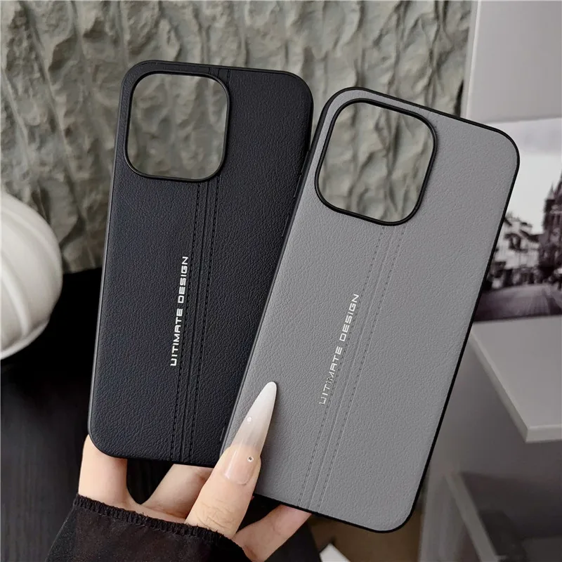 Simple Style High-Quality PU Leather Shockproof Back Phone Case