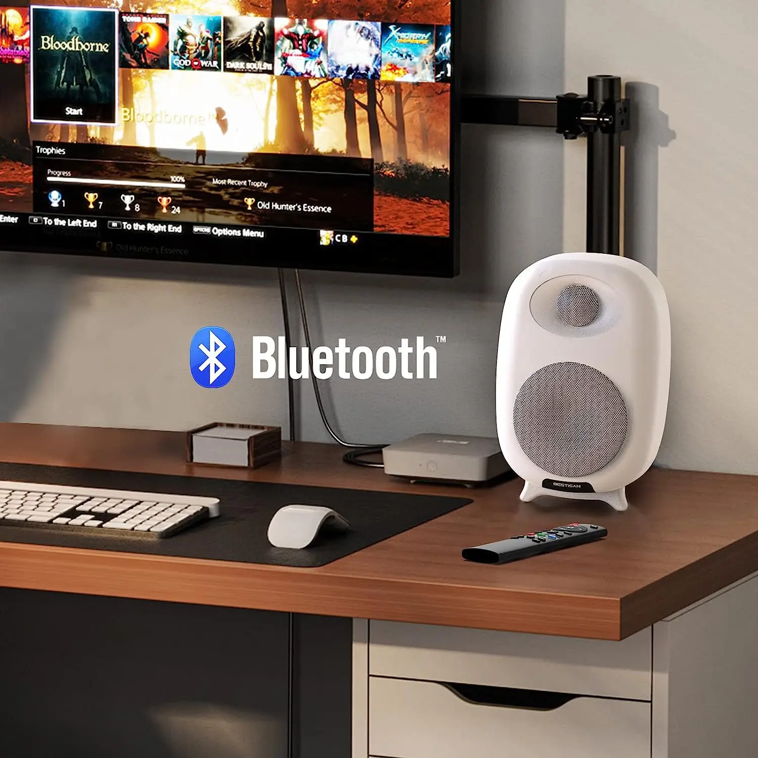 50W Gaming Bluetooth Speaker Bookshelf 4-inch Active Subwoofer HiFi Home Theatre Sound System With Bass Effect OPT RCA For PC TV