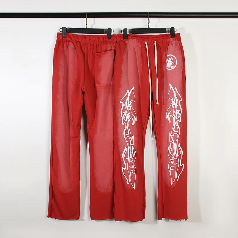 

Red Hellstar Studios Flare Sweatpants Men Women Retro Leisure Jogger Drawstring Pants Outdoor Sports Trousers