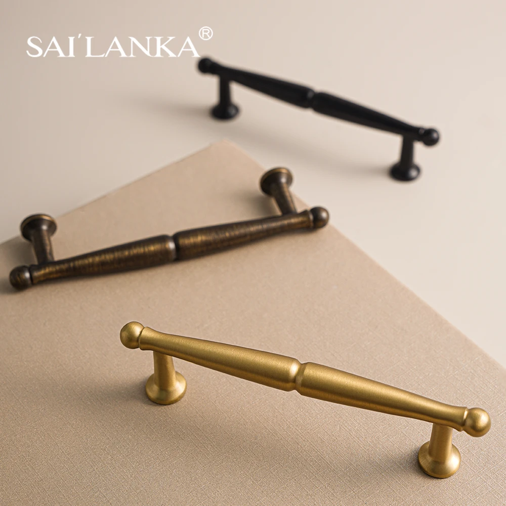 SAILANKA Brass Pulls Knobs Furniture Handles Modern Accessories, for Wardrobe Dresser Cupboard CabinetS Drawer Kitchen Bathroom