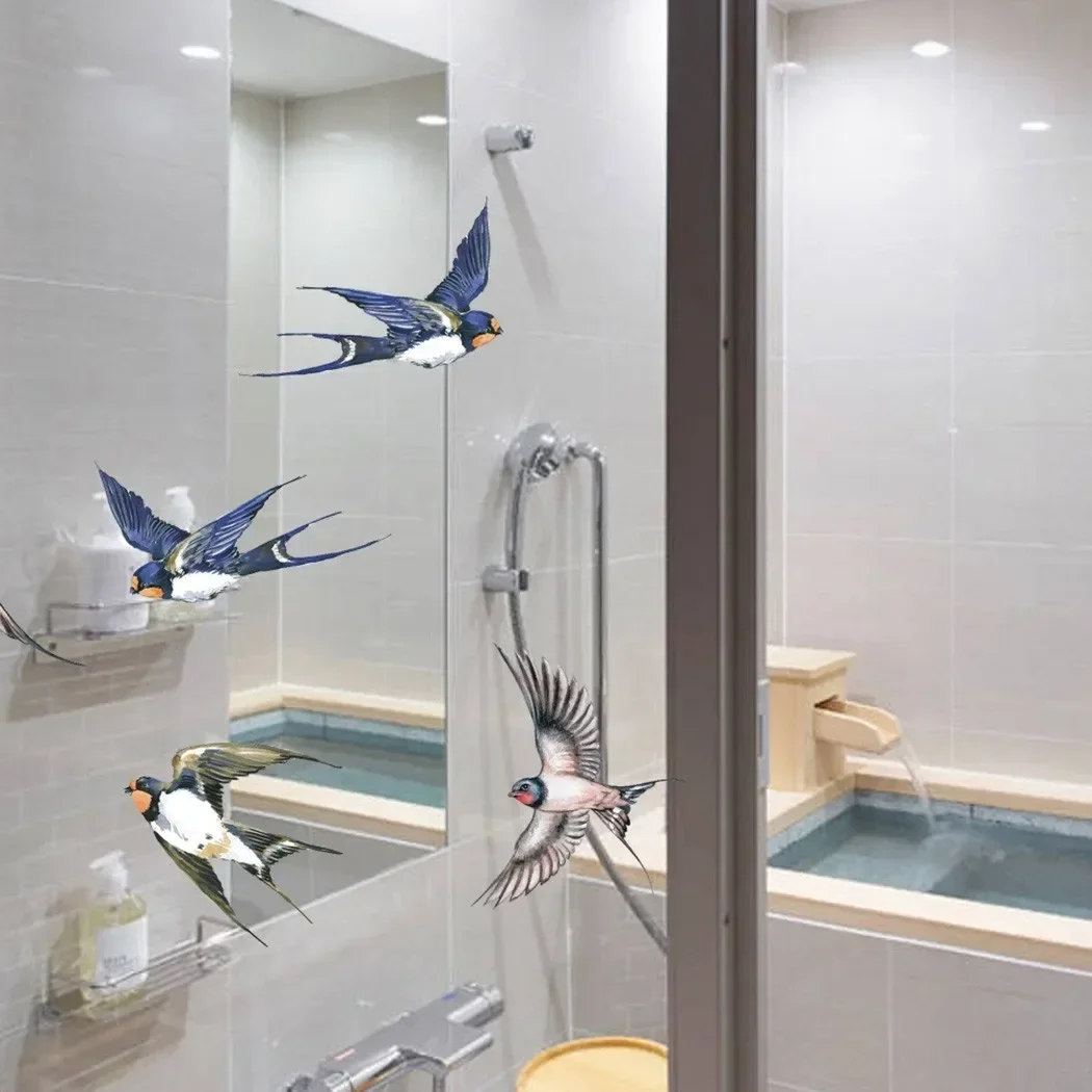 Hummingbird Sticker Glass Decal Electrostatic Glass Film Anti-Collision Window Cling To Prevent Birds Strikes Non Adhesive 6PCS window film