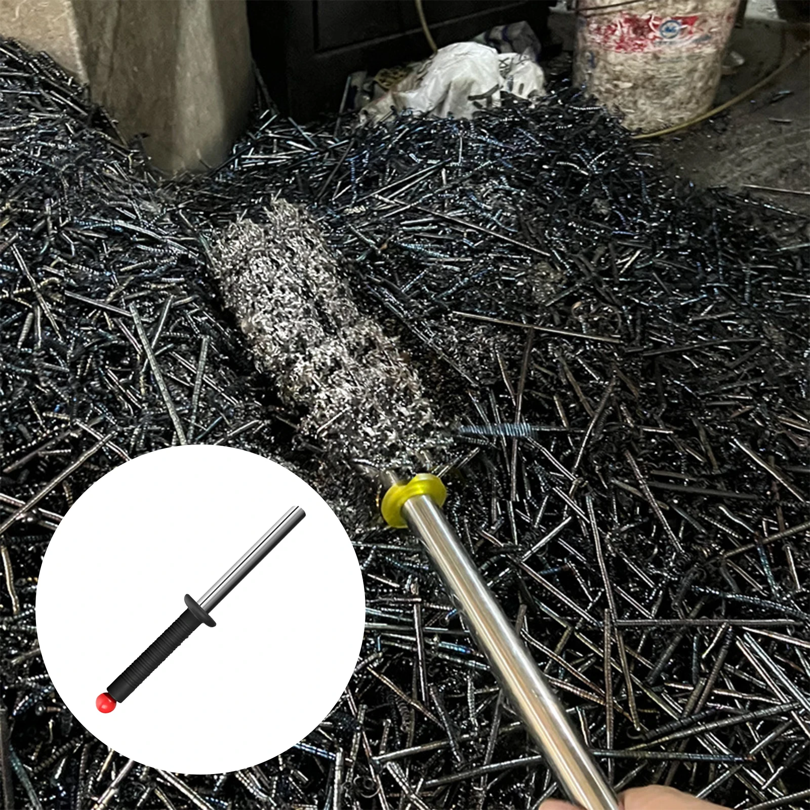 Magnetic Swarf Collector Magnet Stick Pick up Rod Magnetic Chip Collector Release Handle Metal Tools for for Workshop 4