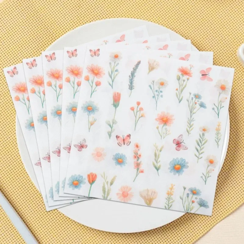 20pcs 33cm 2Layer Butterfly Flower Napkins New Fresh Commercial Restaurant Disposable Mat DIY Decoupage Paper