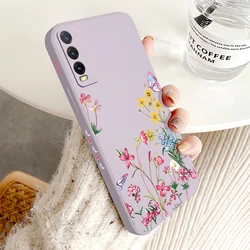 Floral Shockproof Silicone Soft Phone Case for VIVO Y31 2021 (Purple - 668)