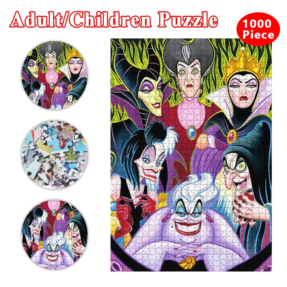 Disney Villains Jigsaw Puzzles The Evil Queen Cartoon 1000 Pieces Paper Puzzle Kids/adult Educational Toys Art Craft Gift 1000 шт круглый плоский скрапбукинг diy craft горный хрусталь бусины