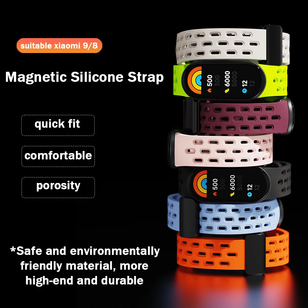 Soft Silicone Strap for Xiaomi Mi Band 9/8 Correa Bracelet Wrist Miband 8 Sport Waterproof Replacement Strap for Xiaomi Band 9