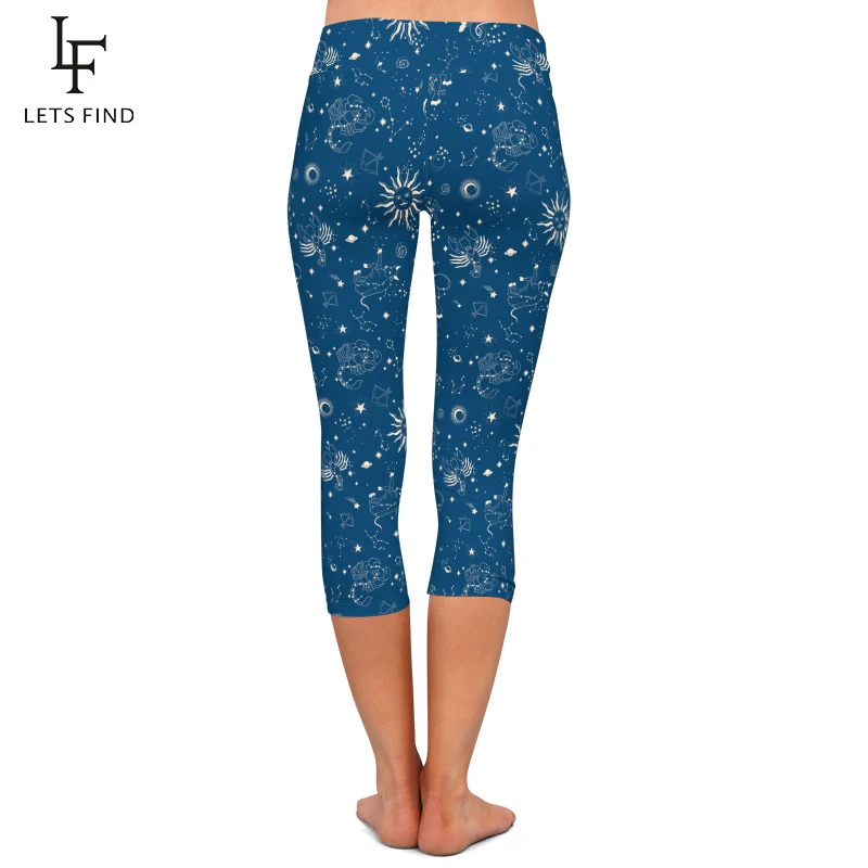Summer New Constellation Digital Print Leggings Fashion High Waist High Quality Women Capri Leggings