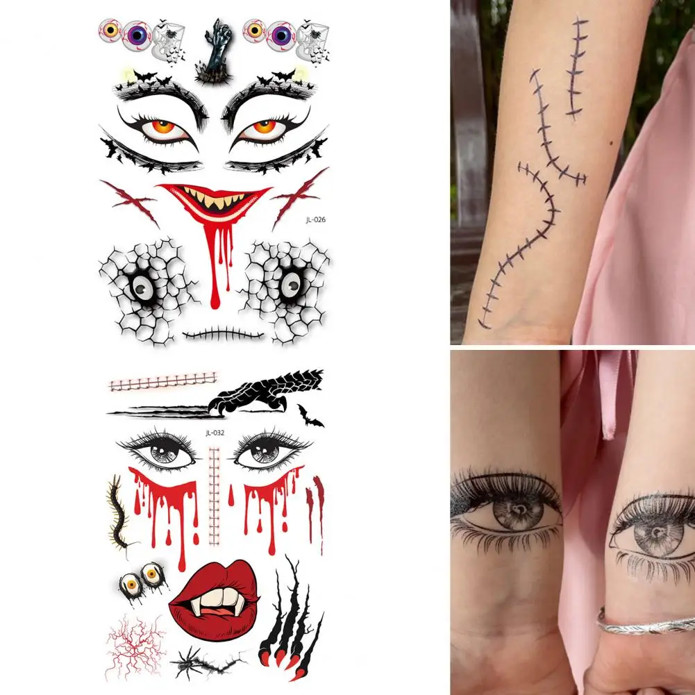 

Tattoo Stickers Waterproof Detachable Painless Fun Role Play Props Paper Halloween Simulation Scar Sticker for Masquerade
