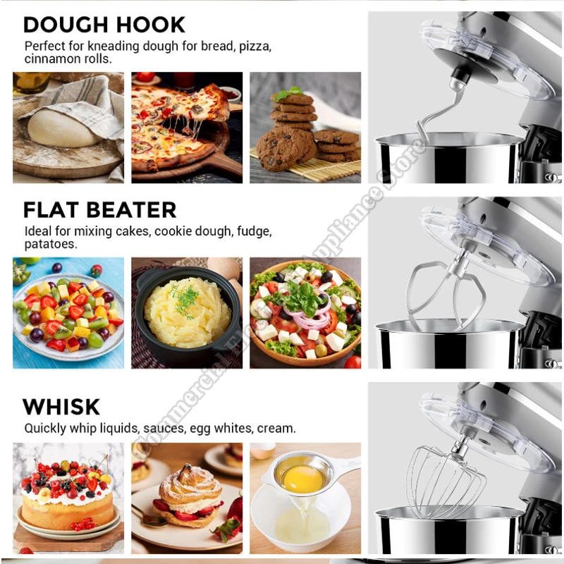 Mixer Machine Dough Kneading Five-in-one 5.5L Stand Mixer Shredded Slices Minced Meat Enema Egg Liquid Minced Meat 6