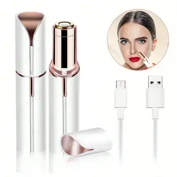 Women's Facial Hair Remover, Mini Epilator, Electric Shaver Portable Bikini Trimmer, Suitable For Lip, Chin, Underarm, Peach Fuzz, Fingers, Neck, Cheeks, USB Rechargeable (Gold And White)