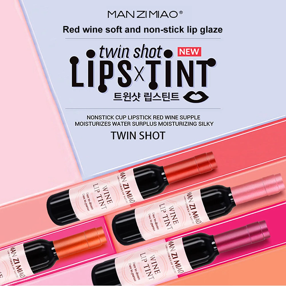 Lipstick Lovely Tint Wine Bottle Shape Lip Gloss Matte Lip Stick Waterproof Long Lasting Red Sexy Cosmetics lip gloss lip makeup lip tint