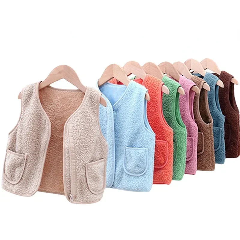 

Autumn Winter Kid Warm Vest Fur Baby Girl Boy Clothes Fleece Vests Zipper Coat Jacket Sleeveless Children Snow Outfits Waistcoat