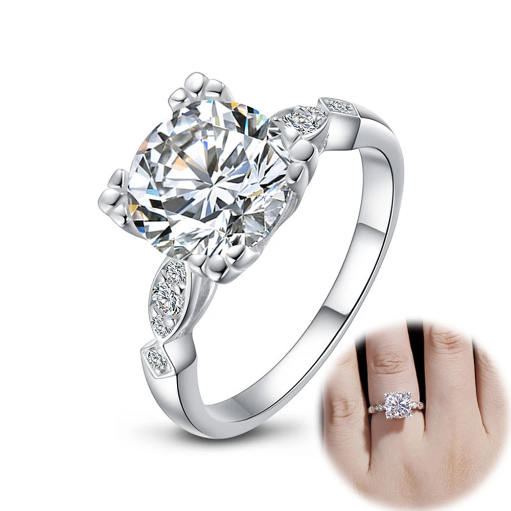 Fashion 18K Rose Gold Natural 2.8CT Square Diamond Ring Set - Walmart.com