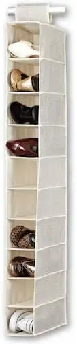 10-shelf hanging shoe organizer beige full view