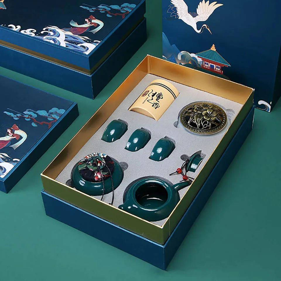1 Set Porcelain Tea Set Ceramic Tea Cup With Box Chinese For Home Restaurant Office Gifts For New Year Holiday Lover