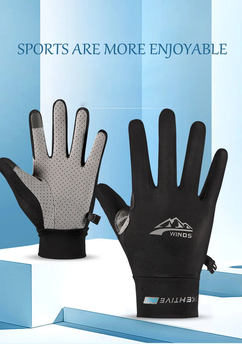 Summer Ice Silk Men Gloves Thin Light Sports Driving Fingerless Outdoors Fishing Women Cycling Run Non-Slip Touchscreen Gloves