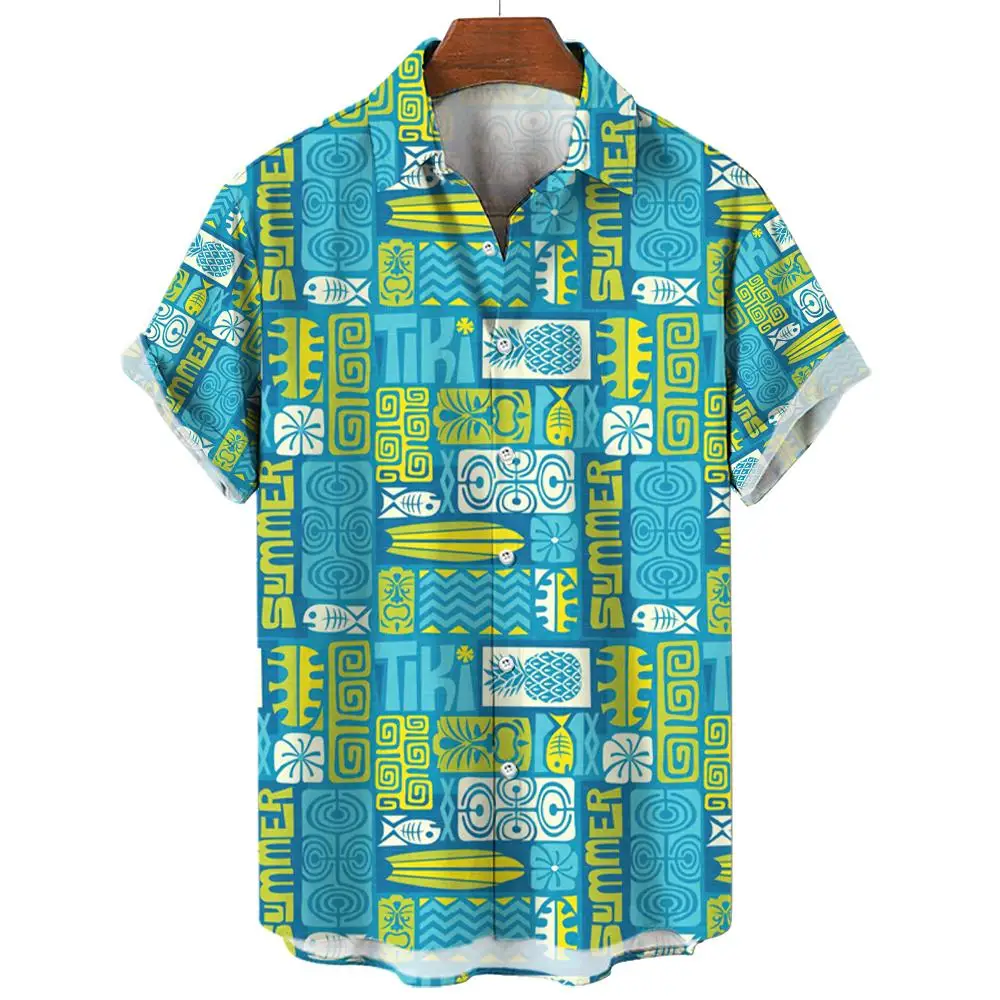 Camisa Social Retro Hawaiana para hombre, blusa Floral, Patchwork clásico, celosía, estampado 3d, ropa de vacaciones informal, moda de verano