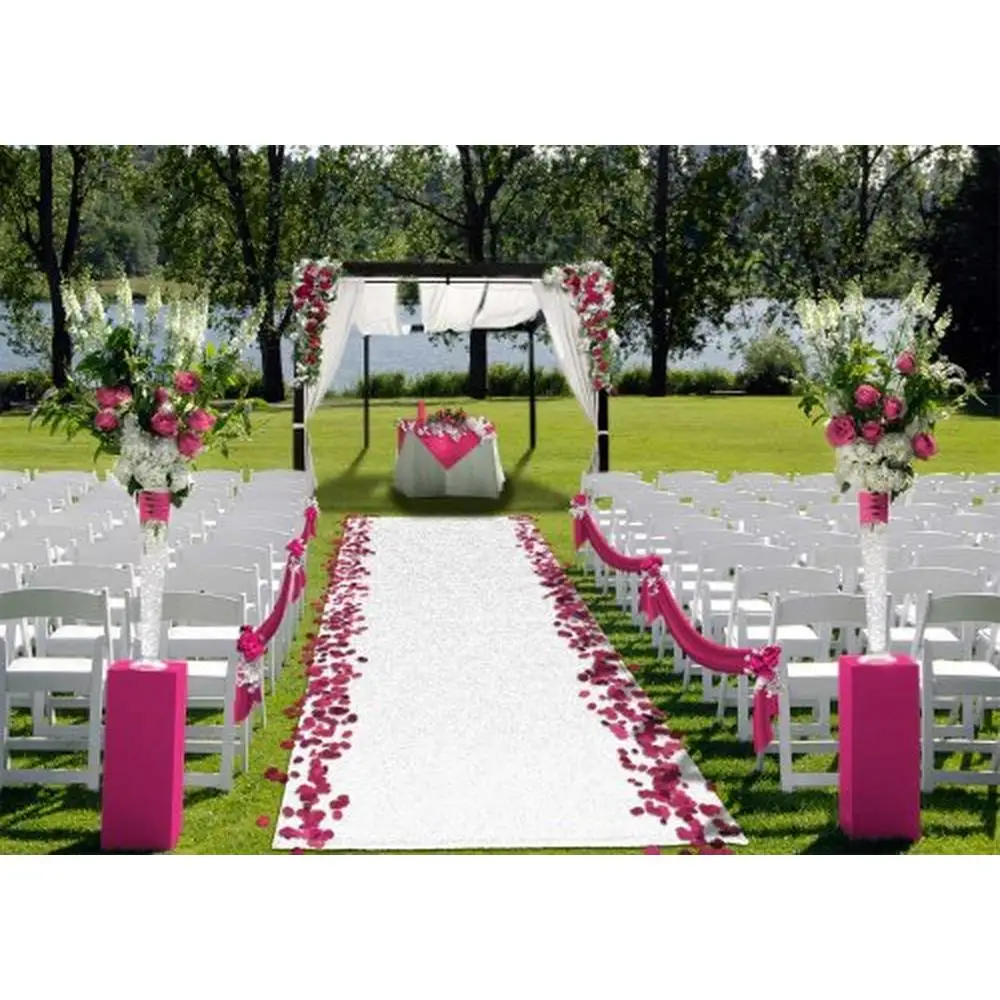 Synthetic Turf Aisle Runner White 4ft x 40ft &ndash; Outdoor Wedding Rug Lightweight UV-Protected
